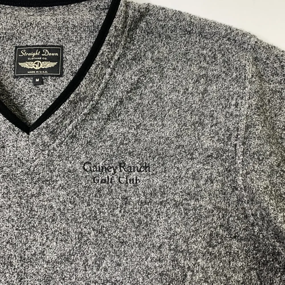 Vintage Straight Down Sweater Men M Medium V Neck Teddy Fleece Gainey Ranch Golf